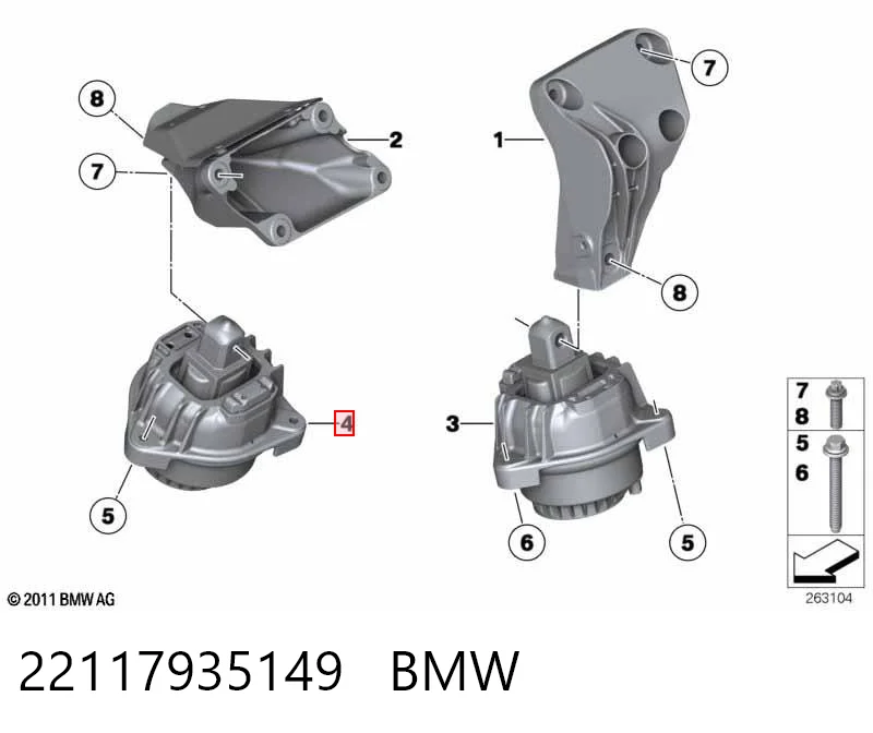 22117935149 BMW Подушка (опора) двигуна, ліва/права