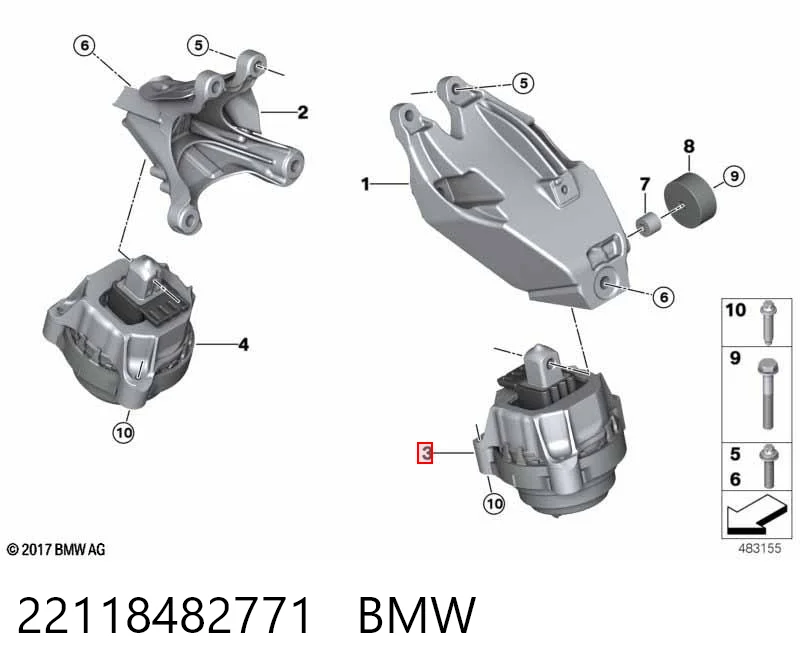 22118482771 BMW Ліва опора двигуна