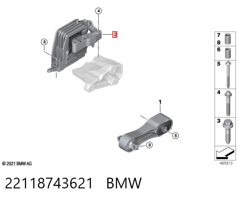 22118743621 BMW Права подушка мотора