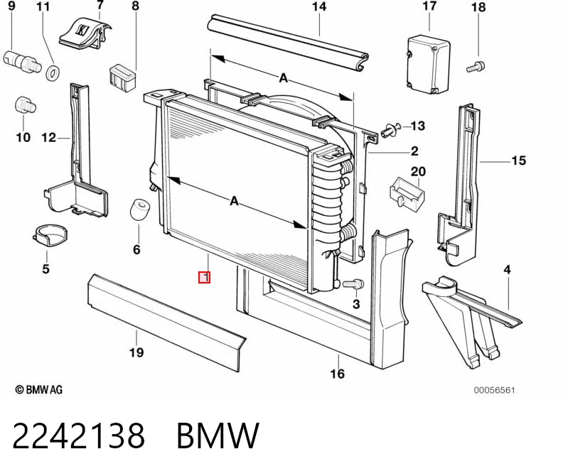 2242138 BMW Радіатор охолодження двигуна