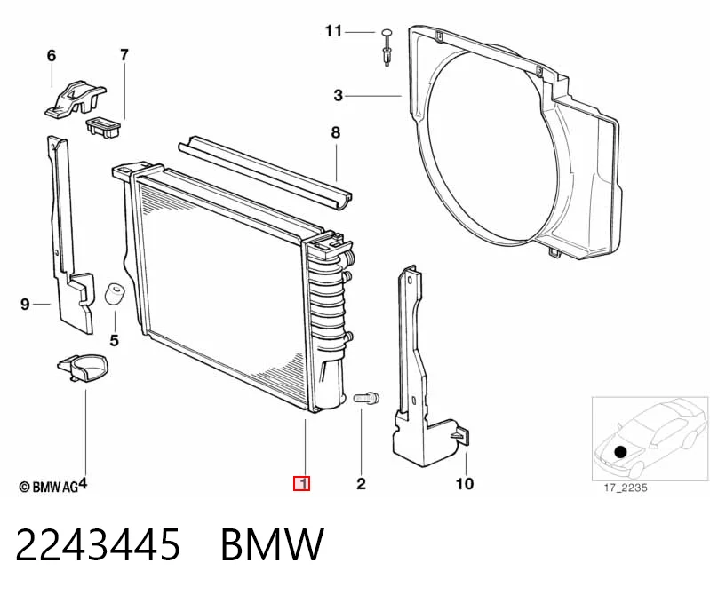 2243445 BMW Радіатор охолодження двигуна