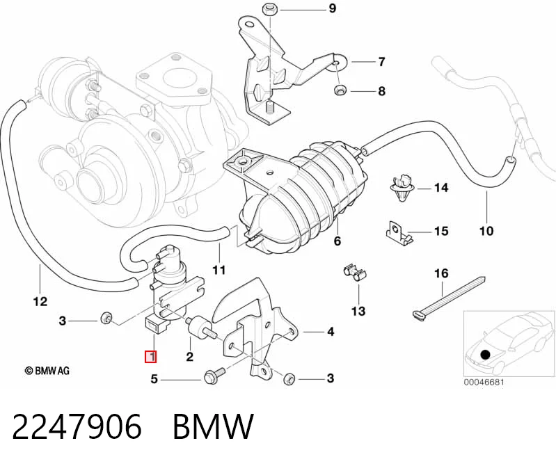 2247906 BMW Клапан перетворювач тиску наддуву (соленоїд)