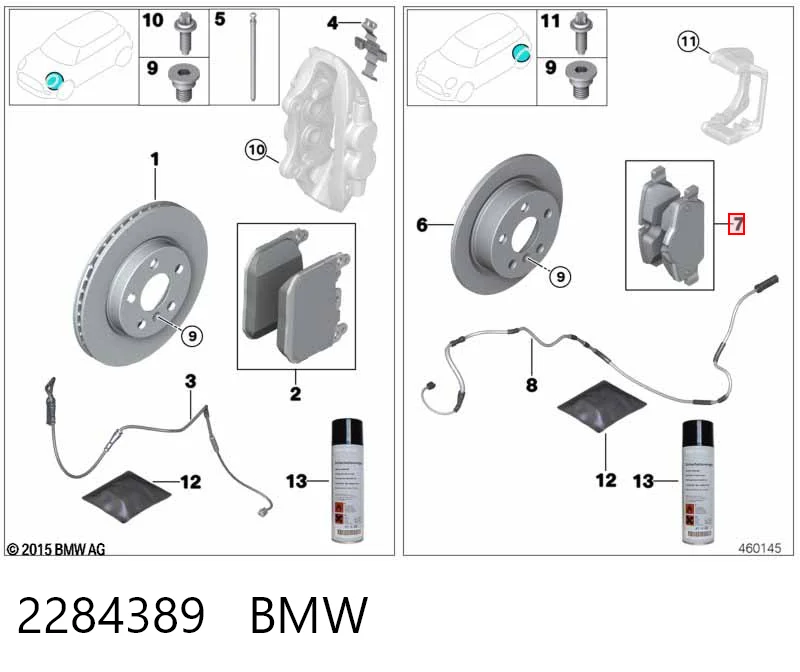 2284389 BMW Колодки гальмівні задні, дискові