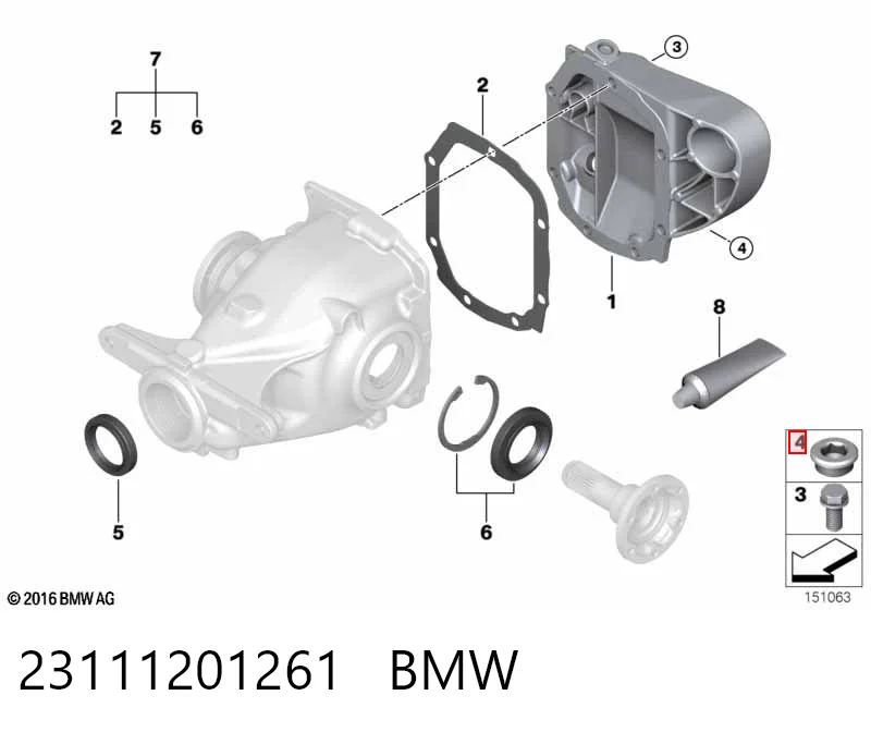 23111201261 BMW Пробка заливна заднього (переднього) моста