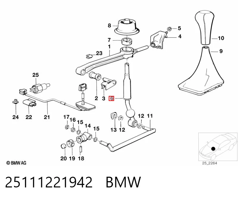 Важіль перемикання передач BMW 3 седан (E36) (1990 - 1998) ціна, від 168.60 USD
