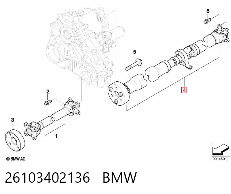 26103402136 BMW Вал карданний основний заднього моста