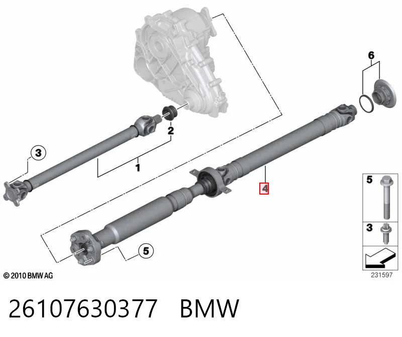 26107630377 BMW Вал карданний основний заднього моста