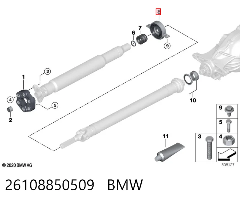 26108850509 BMW Вал карданний основний заднього моста