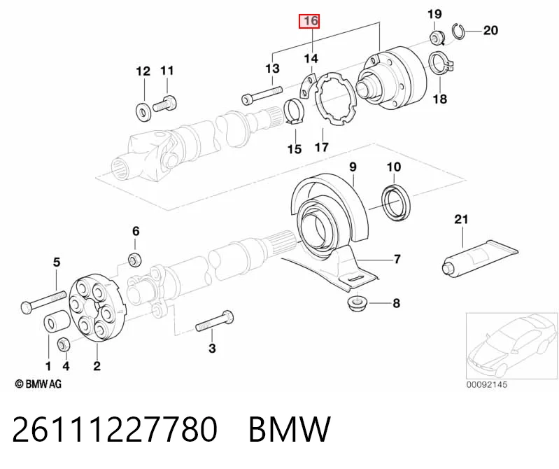 ШРКШ карданного валу заднього, задній BB2359 Posterparts