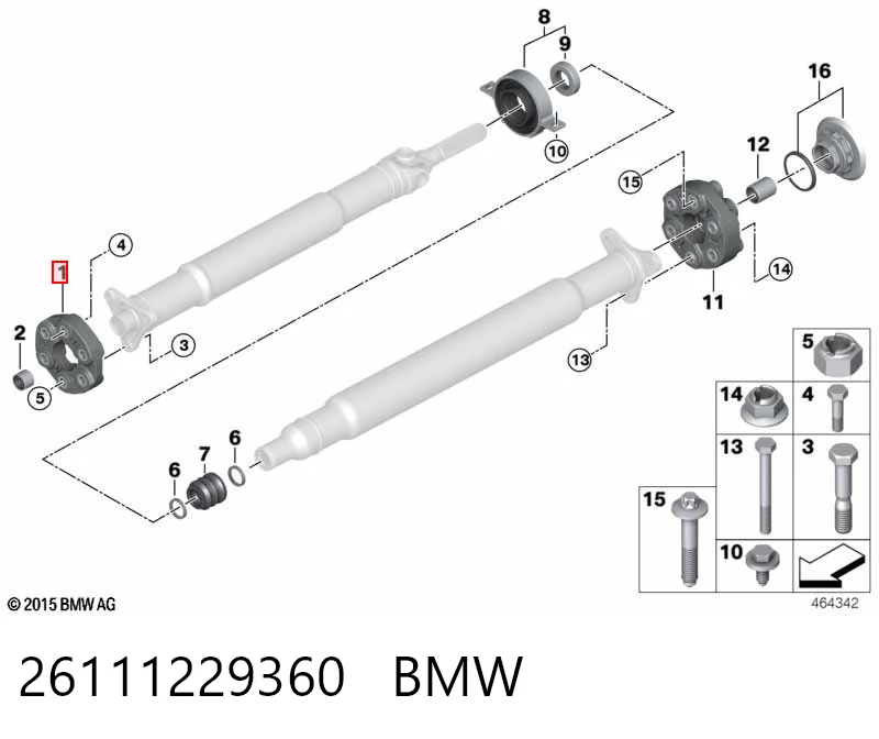 26111229360 BMW Гумова пружна муфта кардана передня