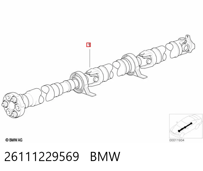 26111229569 BMW Вал карданний основний заднього моста
