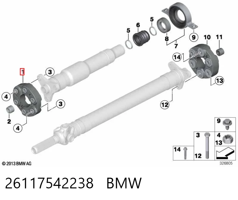26117542238 BMW Гумова пружна муфта кардана передня