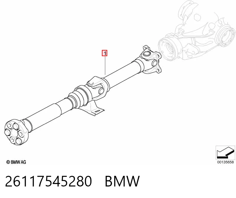 26117545280 BMW Вал карданний основний заднього моста
