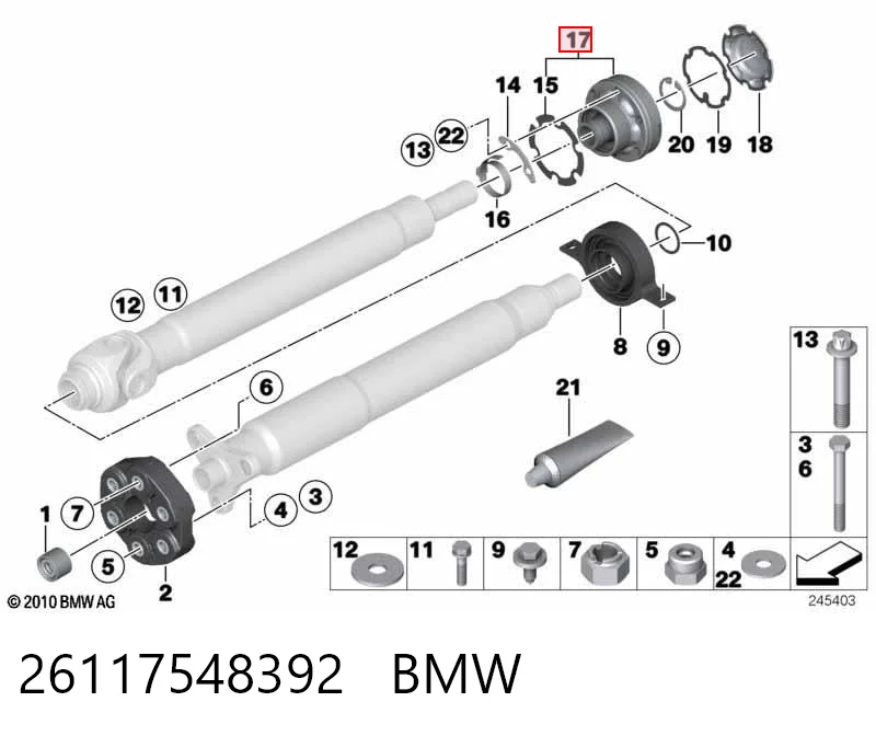 26117548392 BMW ШРУС карданного валу заднього, задній