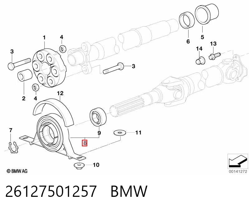 26127501257 BMW Підвісний підшипник карданного валу