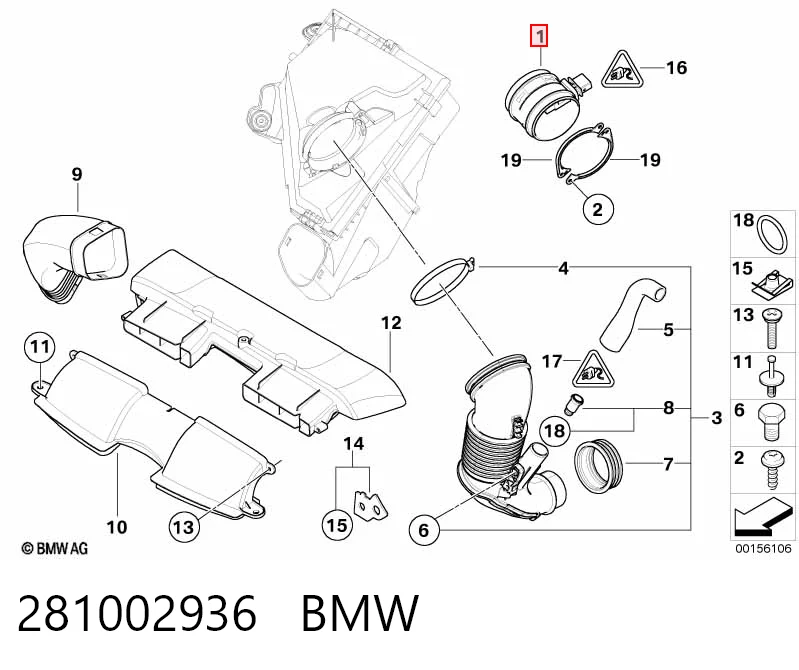 281002936 BMW Датчик витрати повітря
