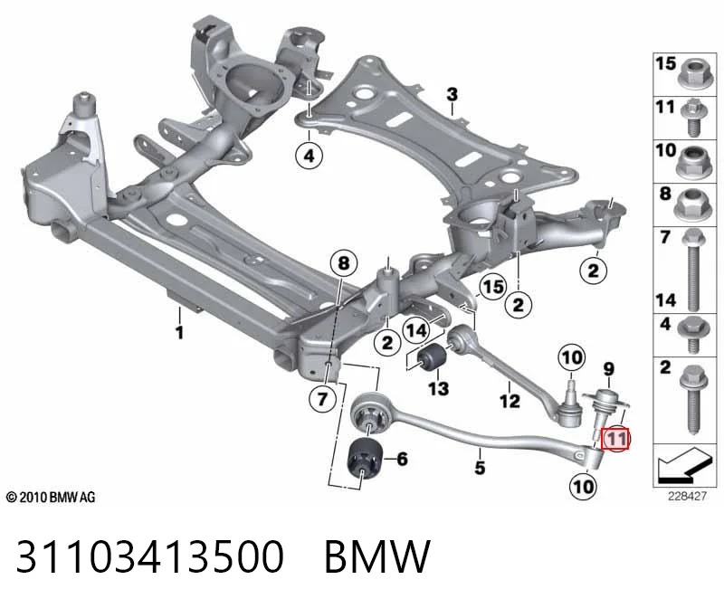BB2496 Posterparts Болт кріплення передньої кульової опори до цапфи