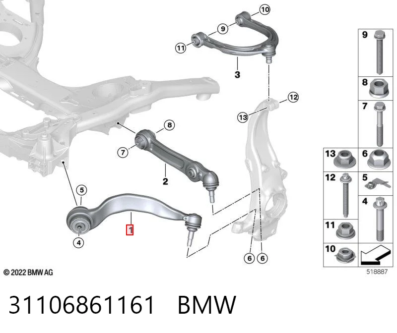 31106861161 BMW Поперечний важіль