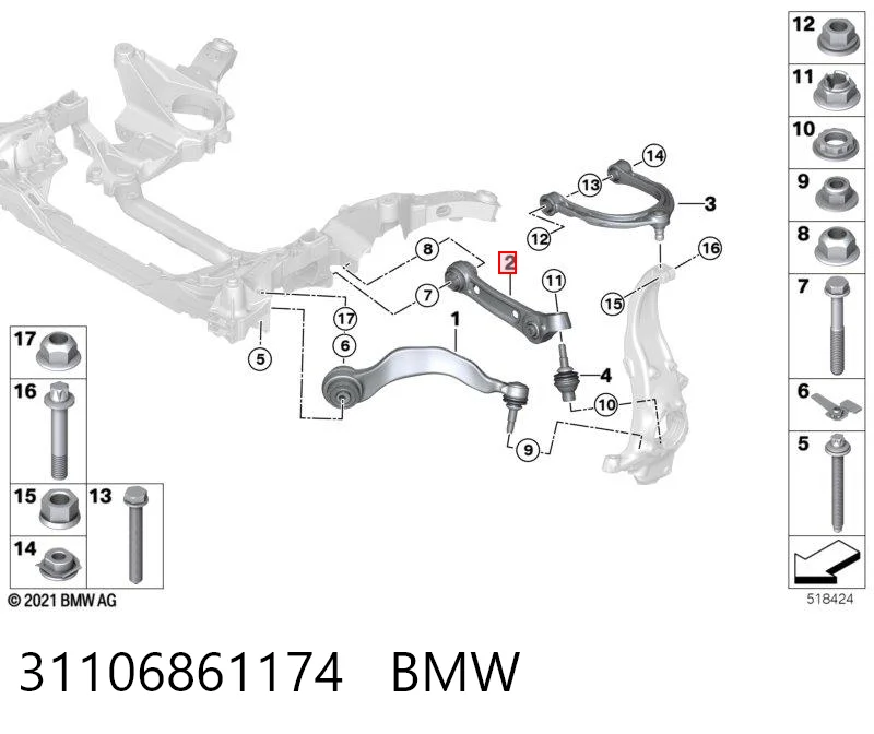 31106861174 BMW Важіль передньої підвіски нижній, правий