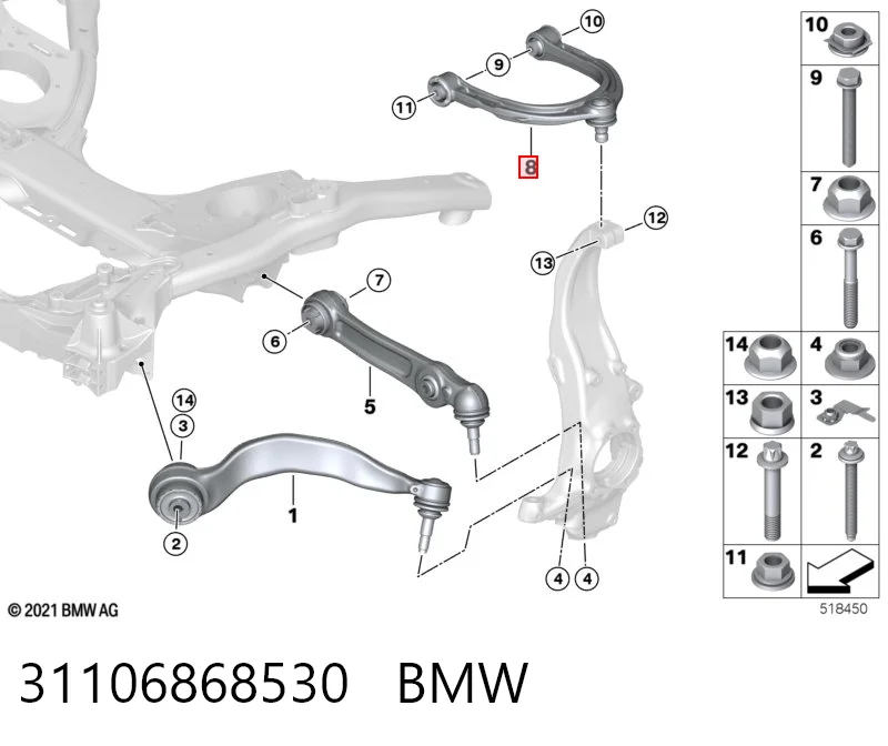 31106868530 BMW Важіль передньої підвіски верхній, лівий/правий