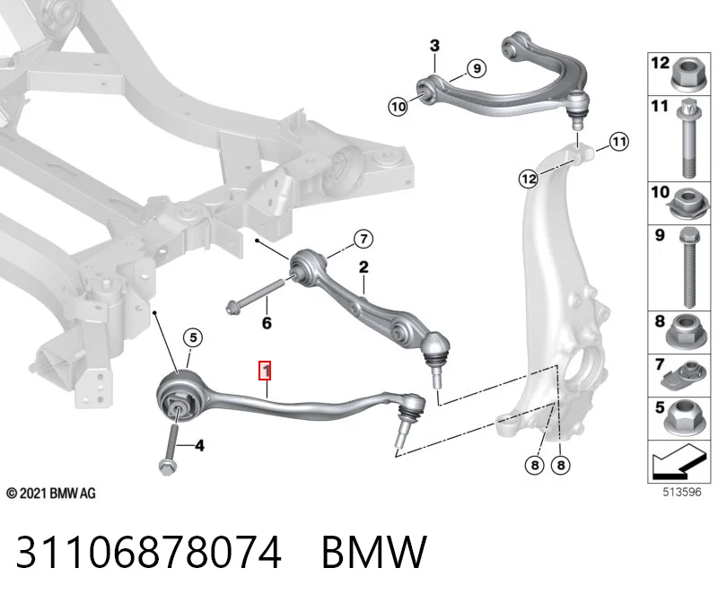 31106878074 BMW Важіль передньої підвіски нижній, правий