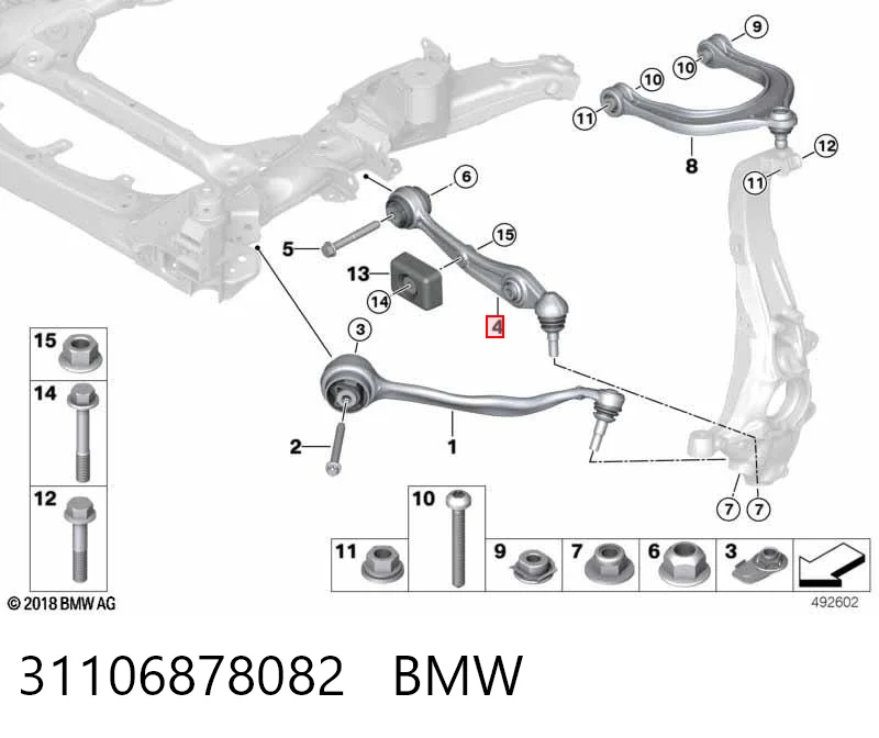 31106878082 BMW Важіль передньої підвіски нижній, правий