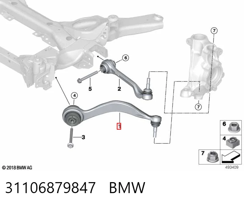 31106879847 BMW Важіль передньої підвіски нижній, правий
