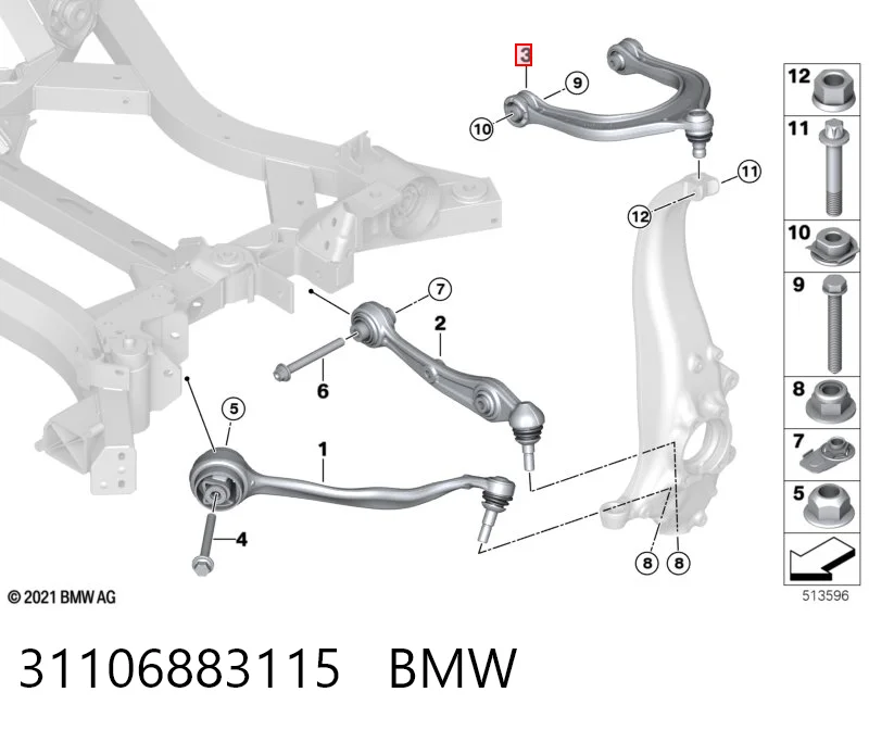 31106883115 BMW Важіль передньої підвіски верхній, лівий