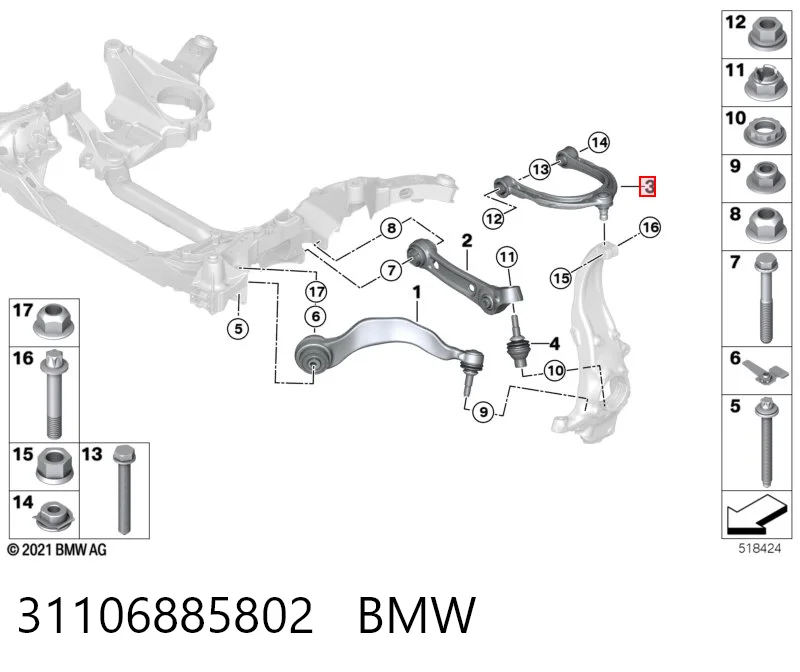 31106885802 BMW Важіль передньої підвіски верхній, лівий/правий