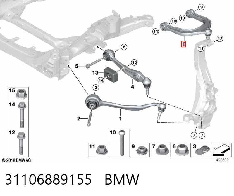 31106889155 BMW Важіль передньої підвіски верхній, лівий