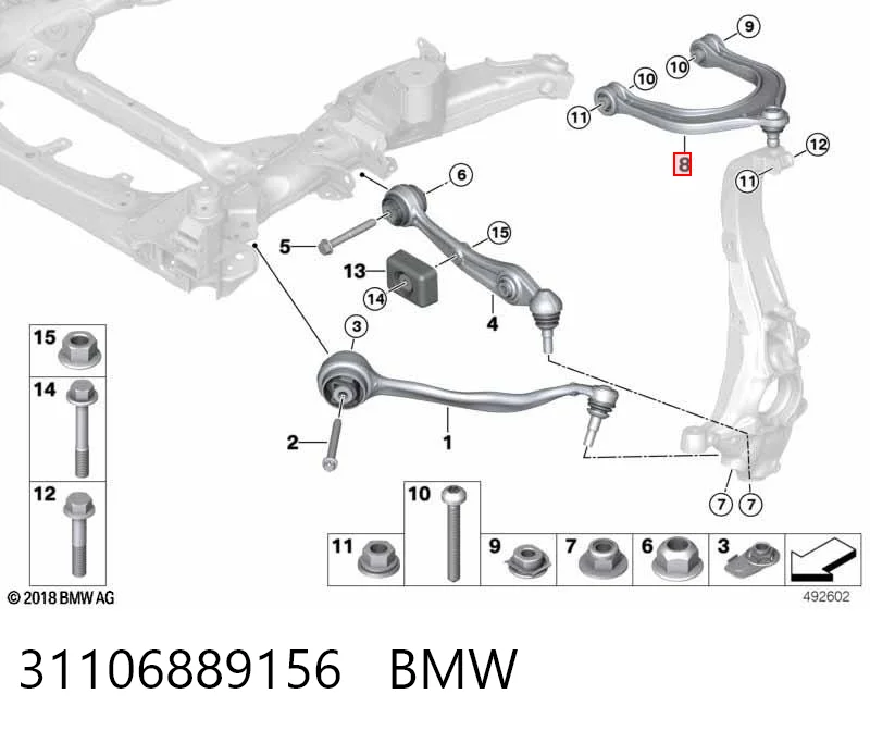 31106889156 BMW Важіль передньої підвіски верхній, правий