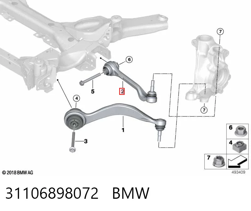 31106898072 BMW Важіль передньої підвіски нижній, правий