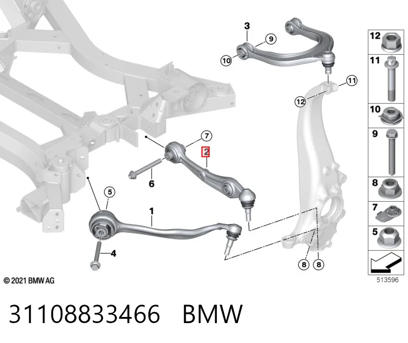 31108833466 BMW Важіль передньої підвіски нижній, правий