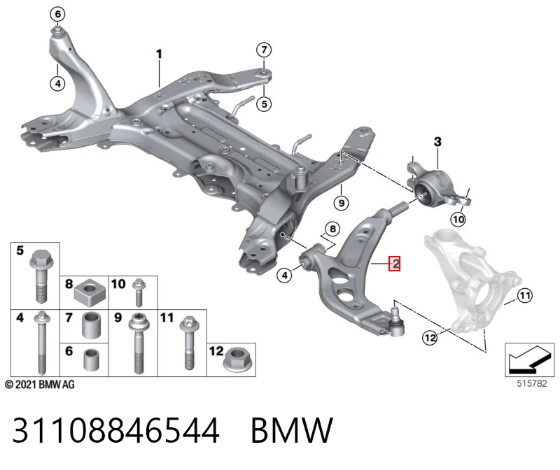 31108846544 BMW Важіль передньої підвіски нижній, правий