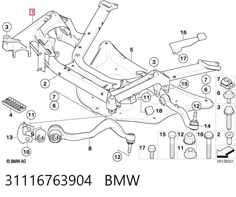 Купити Підрамник передній BMW 7  E65, E66, E67