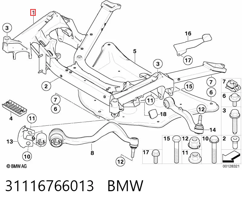  Підрамник передній BMW 7 