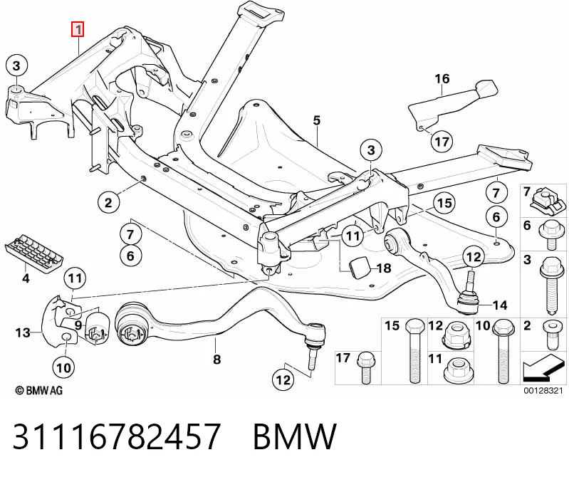 Передня балка на BMW 7  E65, E66, E67