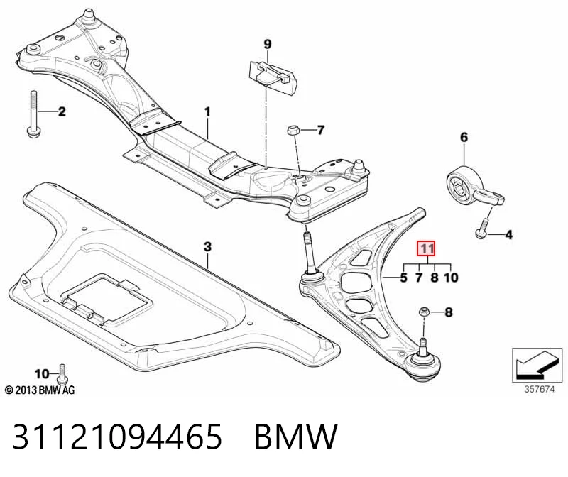 31121094465 BMW Поперечний важіль