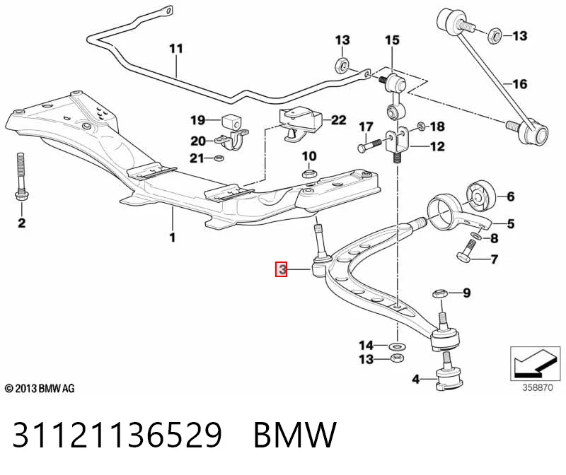 31121136529 BMW Поперечний важіль