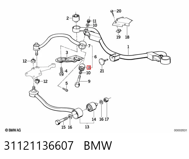 31121136607 BMW Сайлентблок переднього верхнього важеля