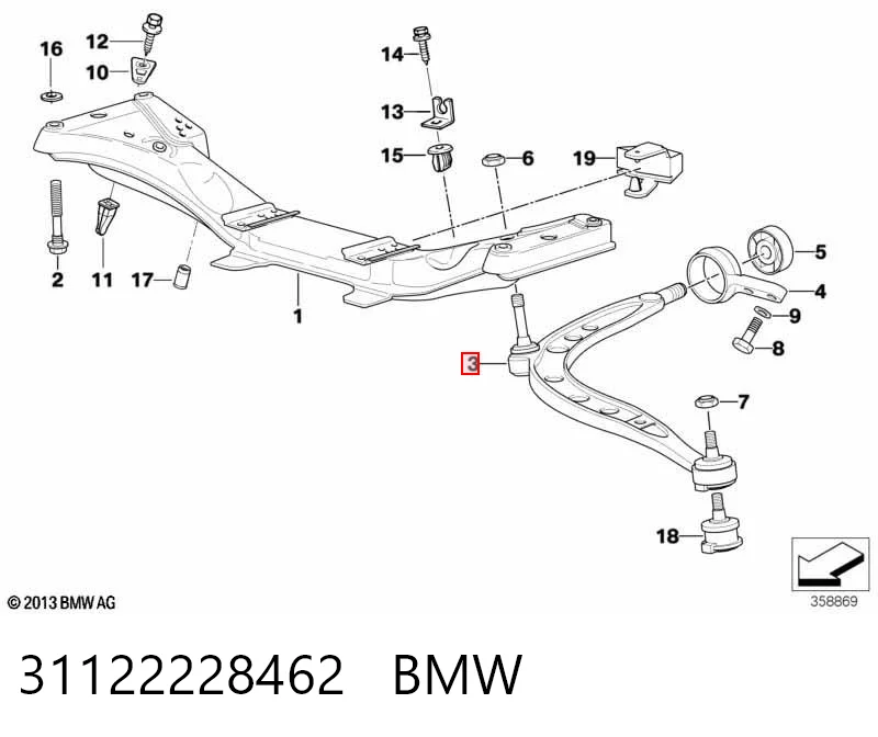 31122228462 BMW Важіль передньої підвіски нижній, правий