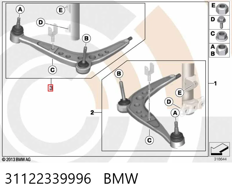 31122339996 BMW Важіль передньої підвіски нижній, правий