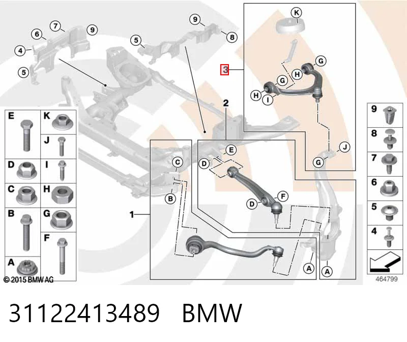 31122413489 BMW Важіль передньої підвіски верхній, лівий