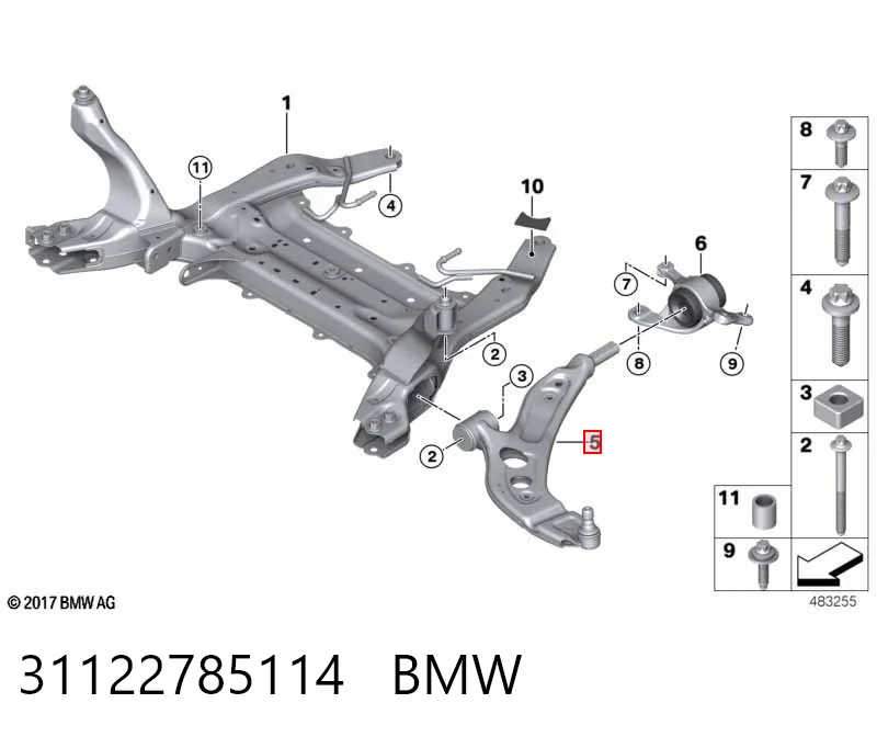 31122785114 BMW Важіль передньої підвіски нижній, правий