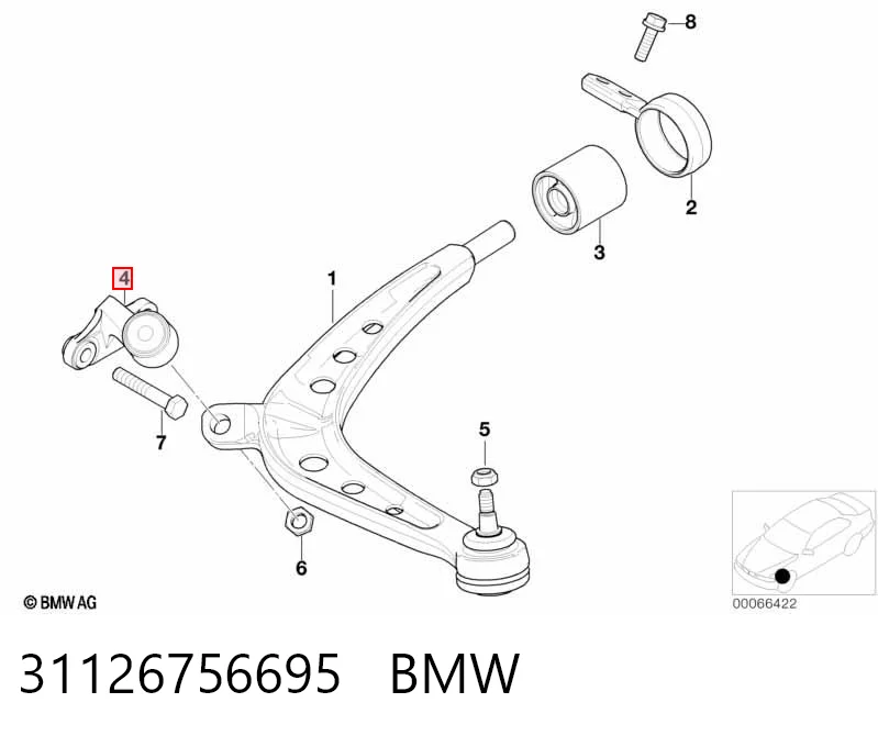 31126756695 BMW Кульова опора, нижня, ліва