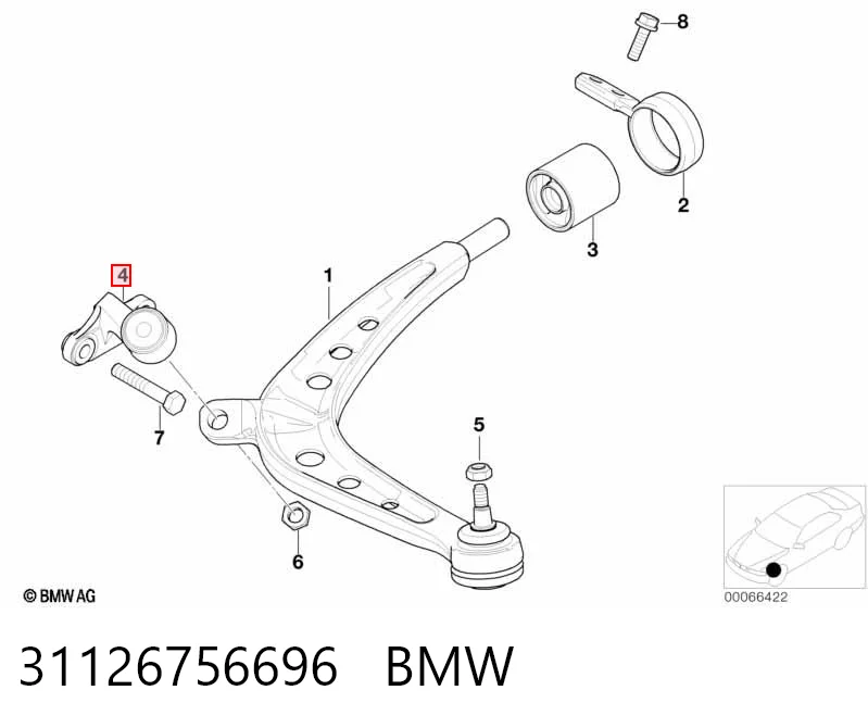 31126756696 BMW Кульова опора, нижня, права