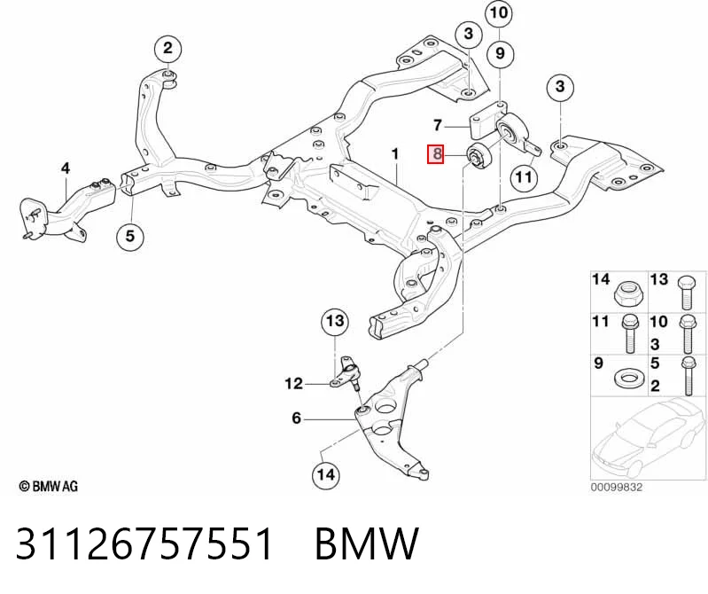 31126757551 BMW Сайлентблок переднього нижнього важеля