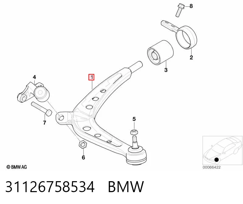 31126758534 BMW Важіль передньої підвіски нижній, правий