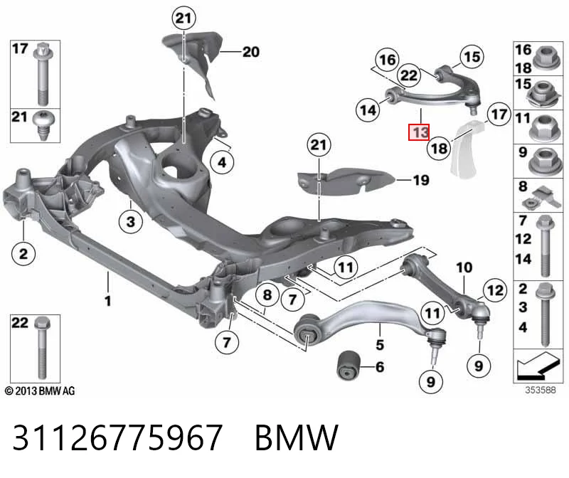 31126775967 BMW Важіль передньої підвіски верхній, лівий/правий