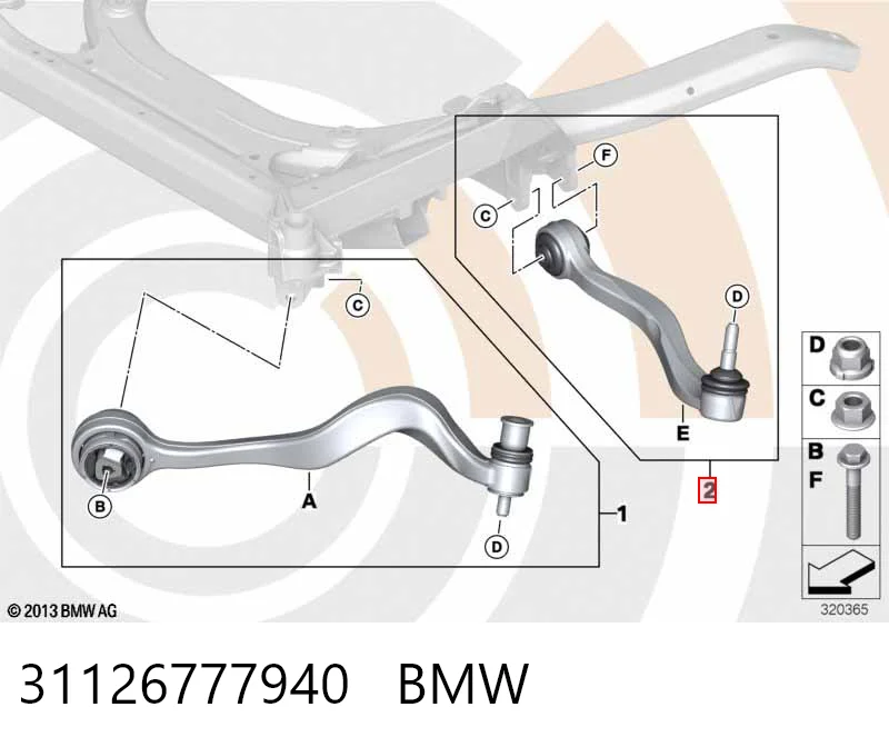 31126777940 BMW Важіль передньої підвіски нижній, правий